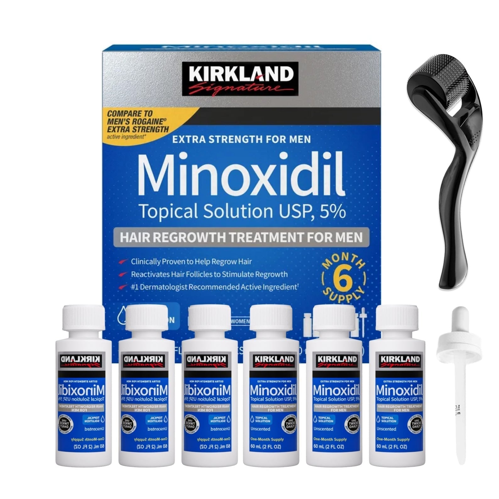 Kirkland Minoxidil 5% Hair Regrowth & Derma Roller Kit
